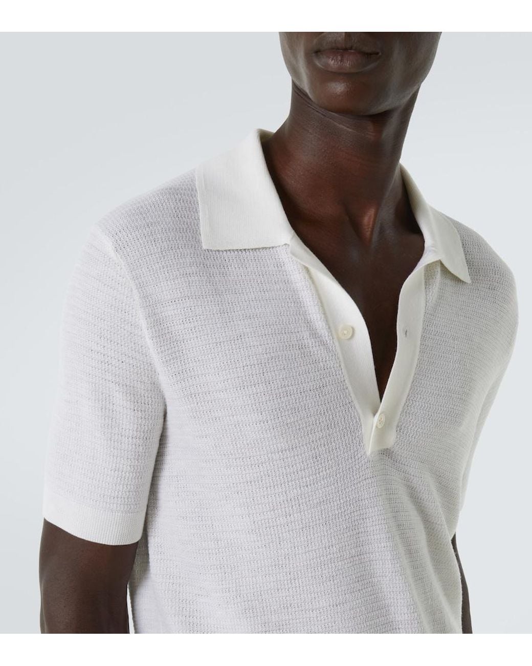 Tom Ford White Wool Polo Sweater for men