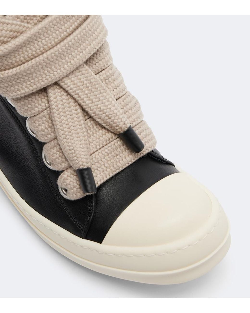 Rick Owens Black Jumbolace Leather Sneakers