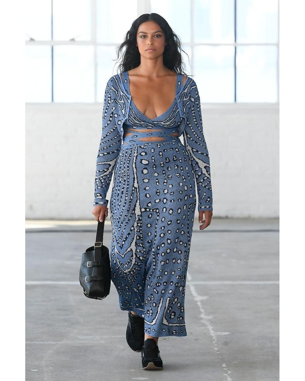 Altuzarra Blue Damisi Jacquard Knit Cropped Cardigan