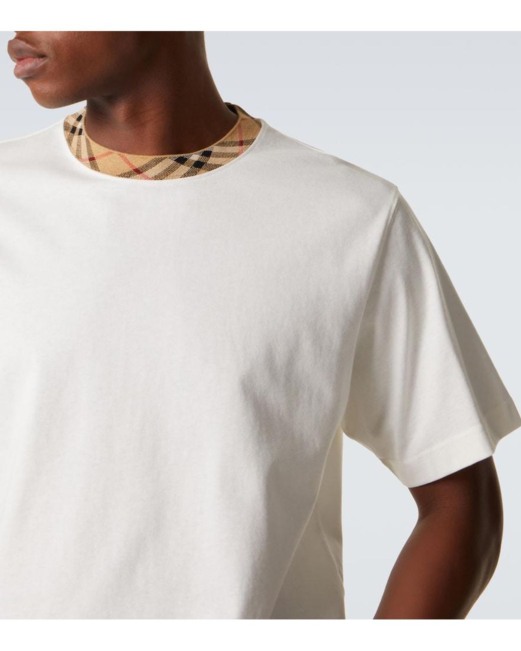 Burberry White Check Cotton Jersey T-Shirt for men