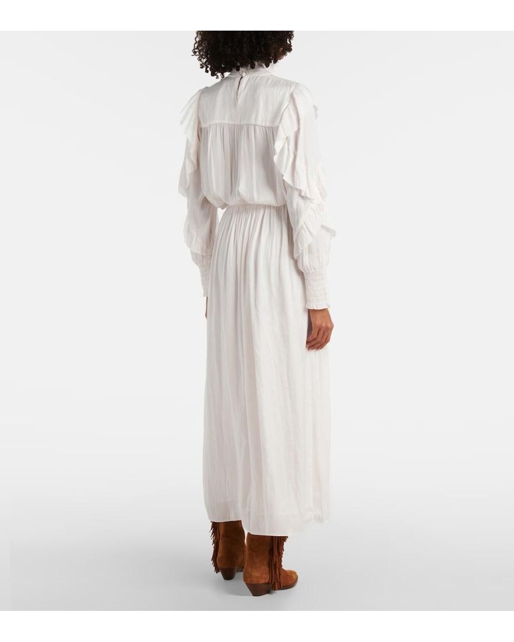 Isabel Marant White Frilled Collar Long Dress