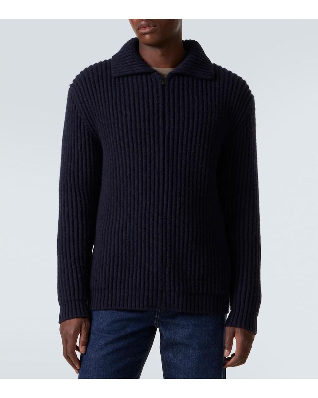 The Row Blue Hornby Cashmere Zip-Up Cardigan for men