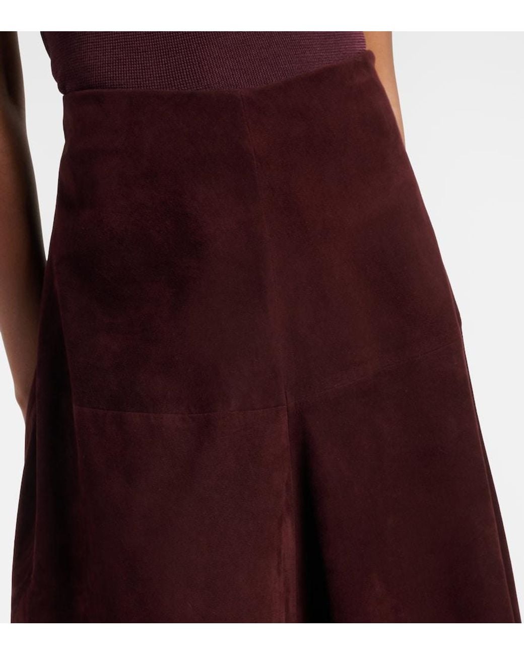 Nour Hammour Purple Opera Leather Midi Skirt