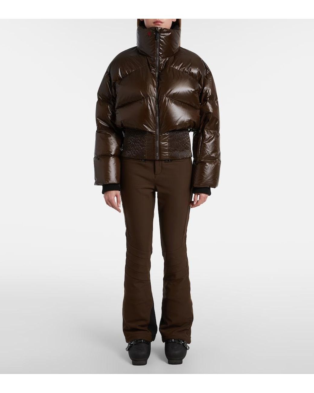 Perfect Moment Brown Auretta Bomber Shell-Down Ski Jacket