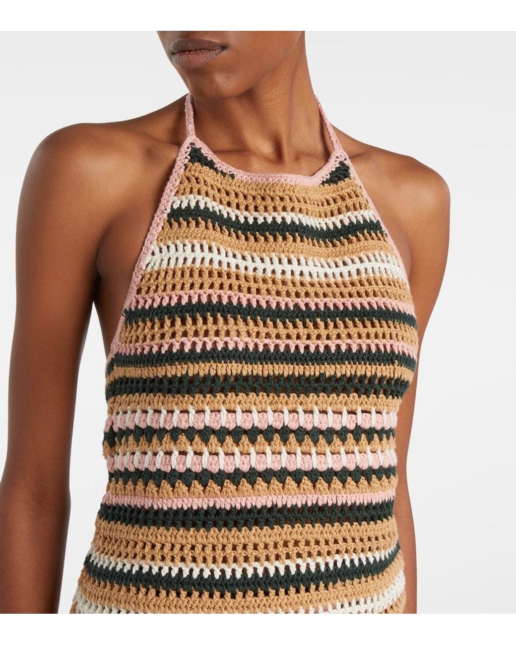 The Upside Multicolor Crochet Halterneck Cotton Top