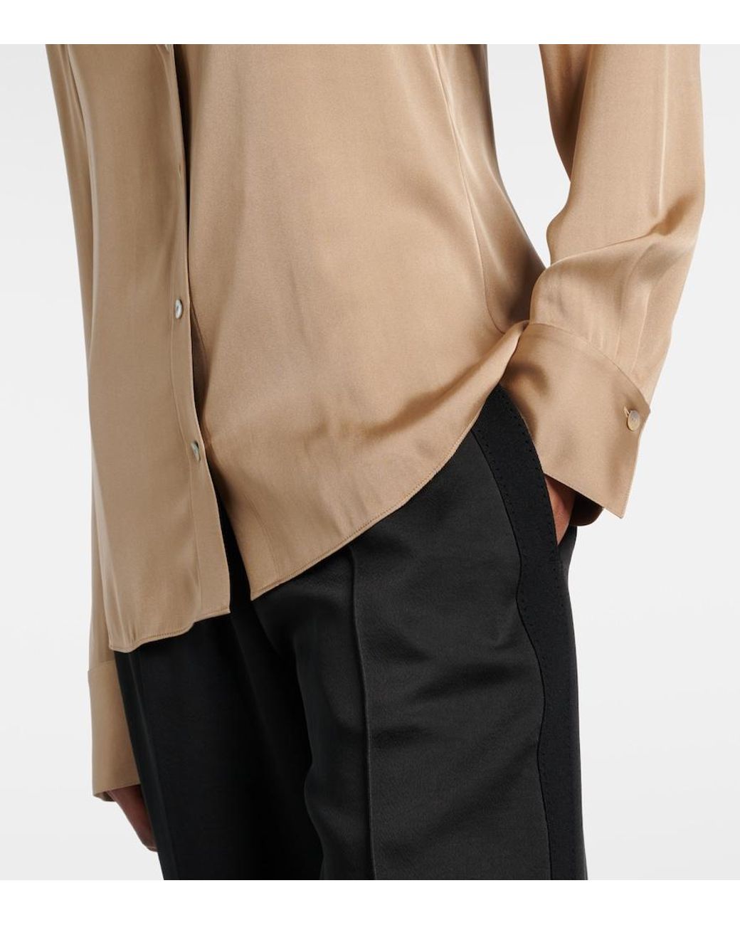 Vince Natural Silk-Blend Satin Shirt
