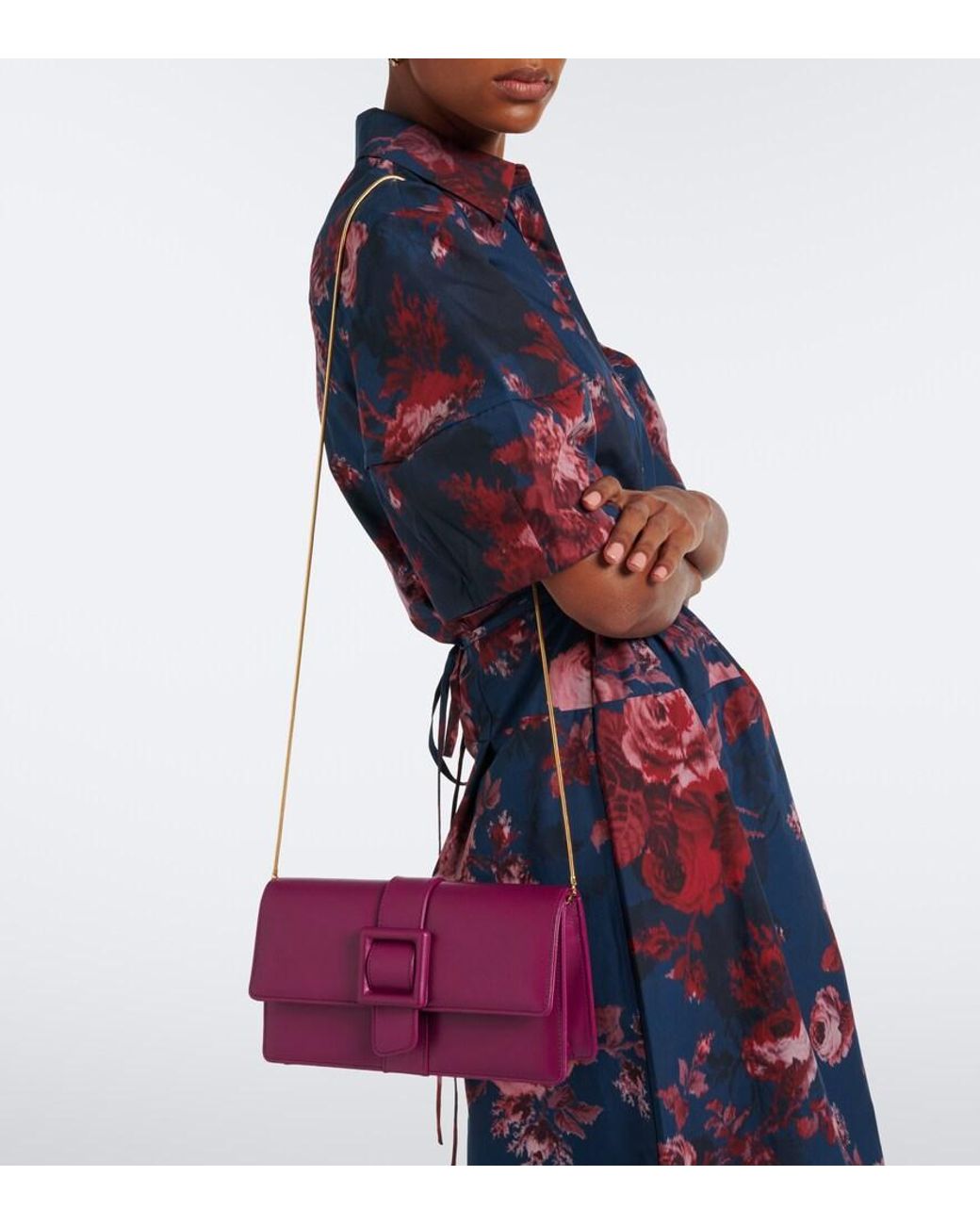 Manolo Blahnik Purple Maycap Leather Clutch