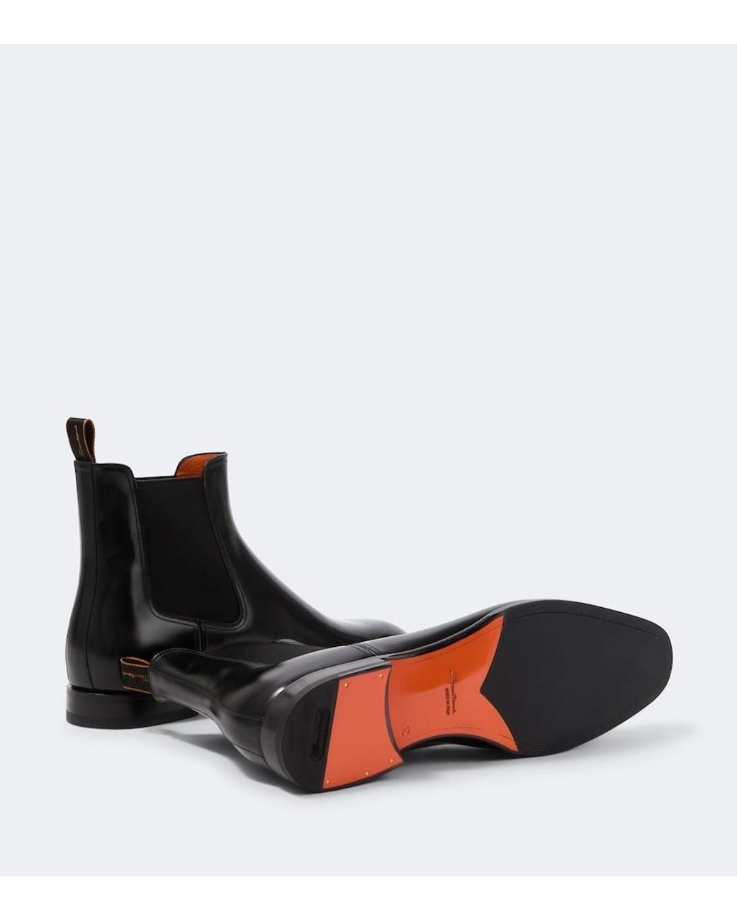 Santoni Black Leather Chelsea Boots for men