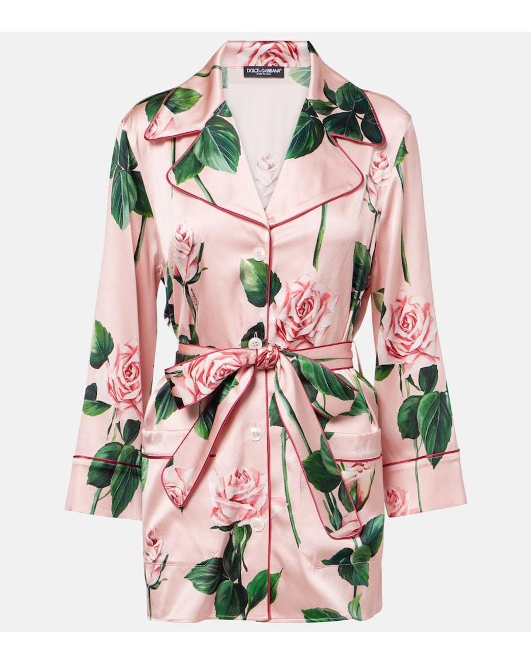 Dolce & Gabbana Pink Printed Silk Blouse Top