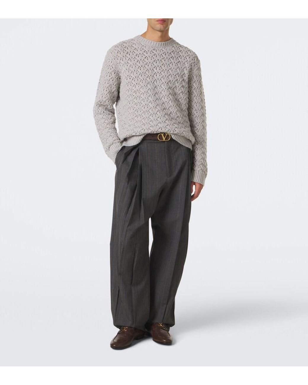 Valentino Garavani Gray Wool And Cashmere Sweater for men