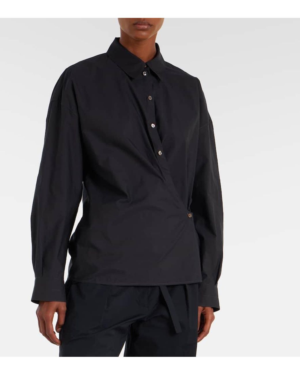 Lemaire Blue Twisted Cotton And Silk Shirt