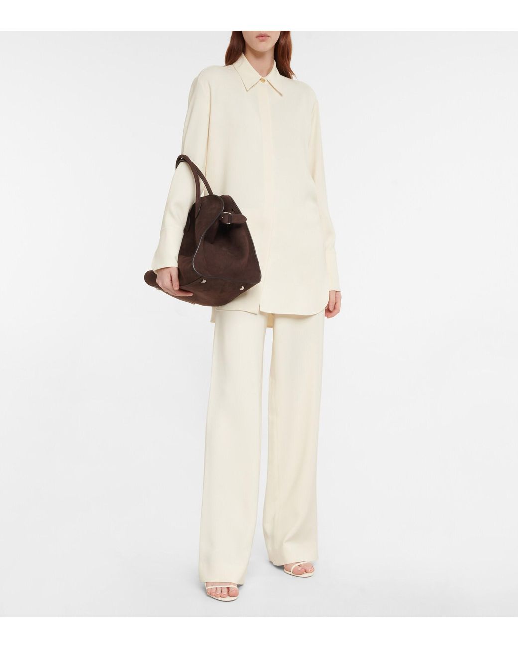 The Row Margaux 15 Suede Tote Bag in Brown | Lyst