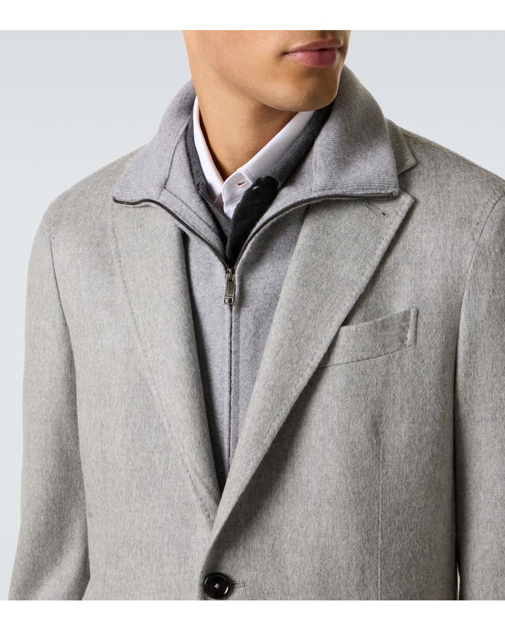 Zegna Gray Layered Cashmere Blazer for men