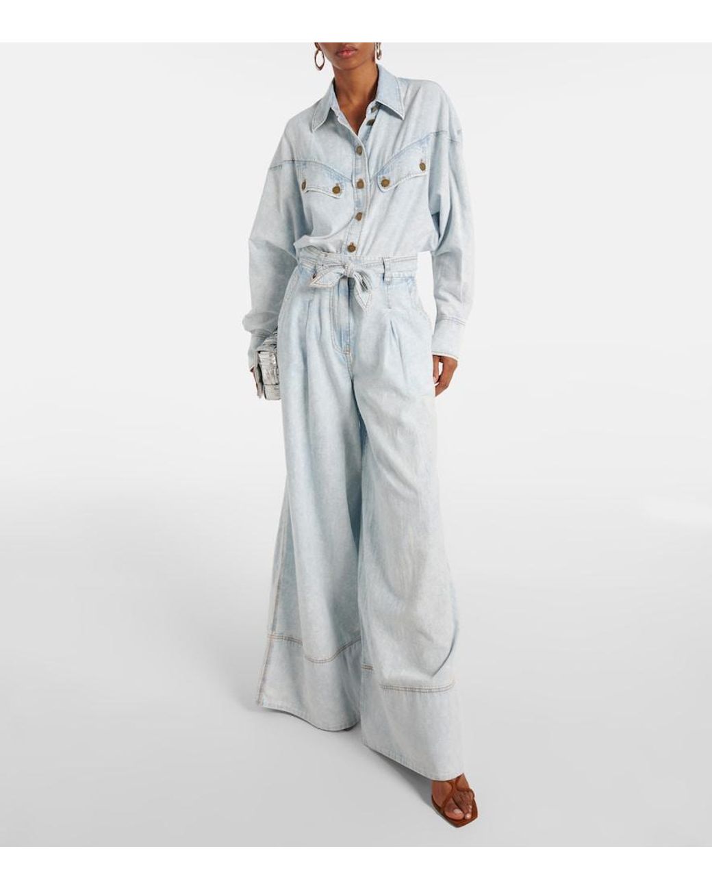 Zimmermann Blue High-Rise Wide-Leg Jeans