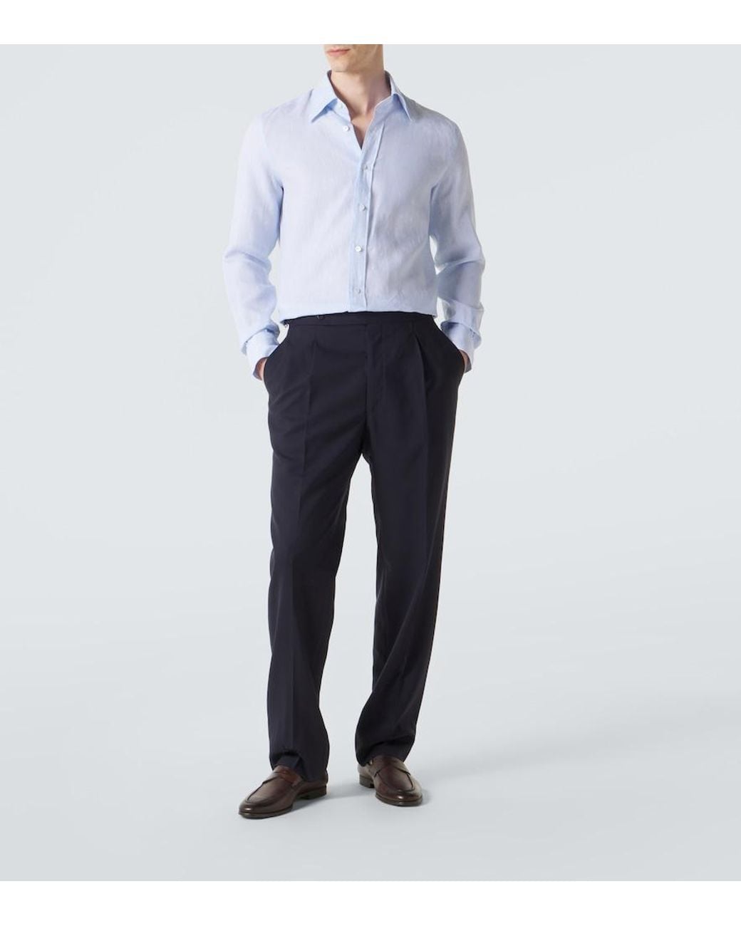 Thom Sweeney Blue Linen Shirt for men
