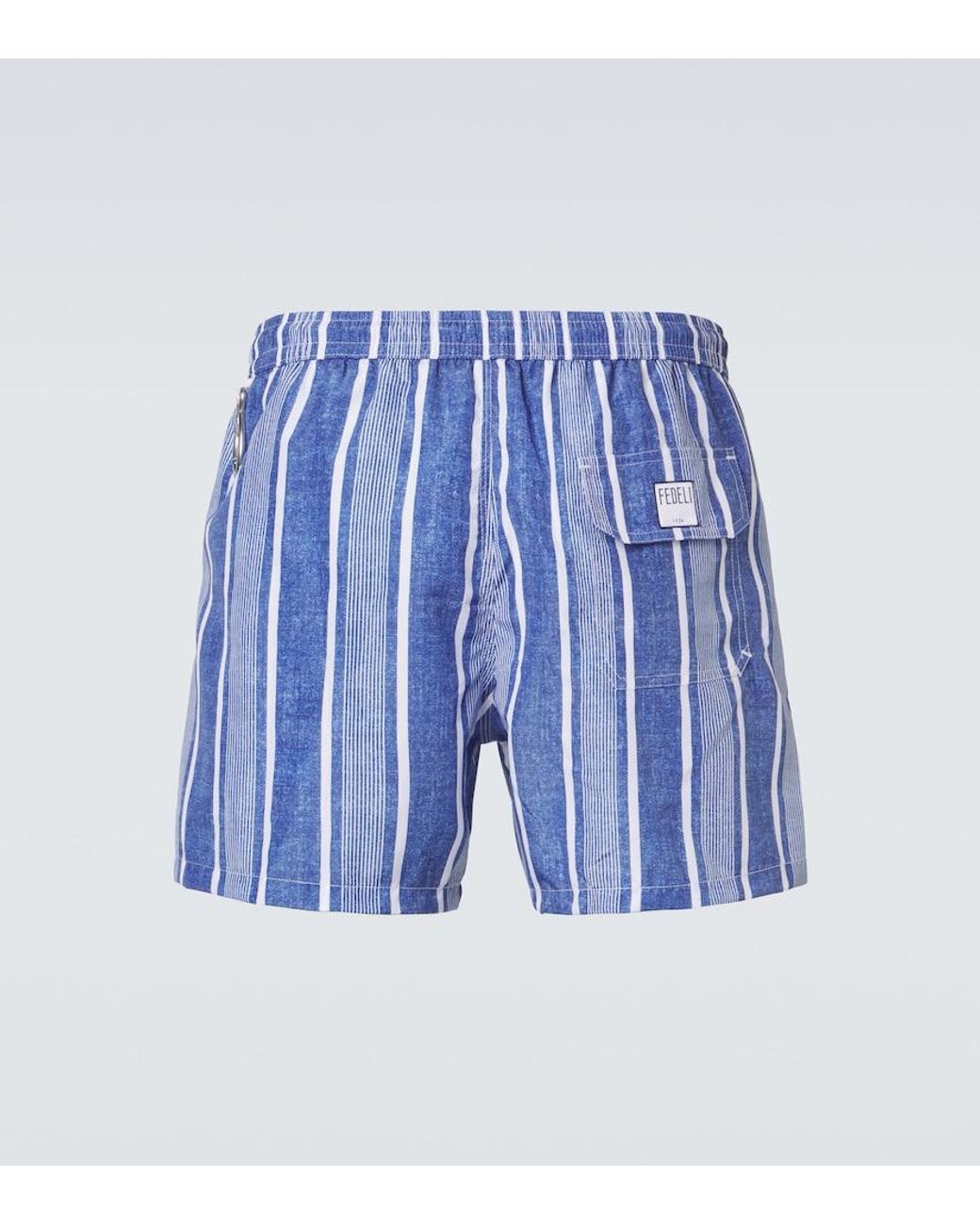 Fedeli Blue Striped Swim Trunks for men