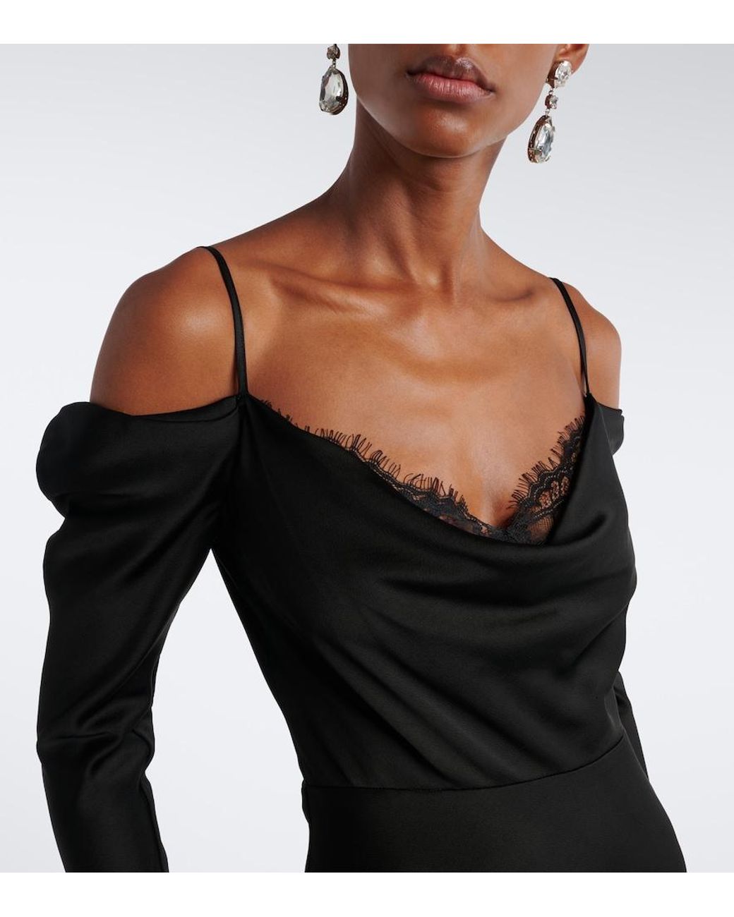 Rebecca Vallance Black Noire Off-Shoulder Gown
