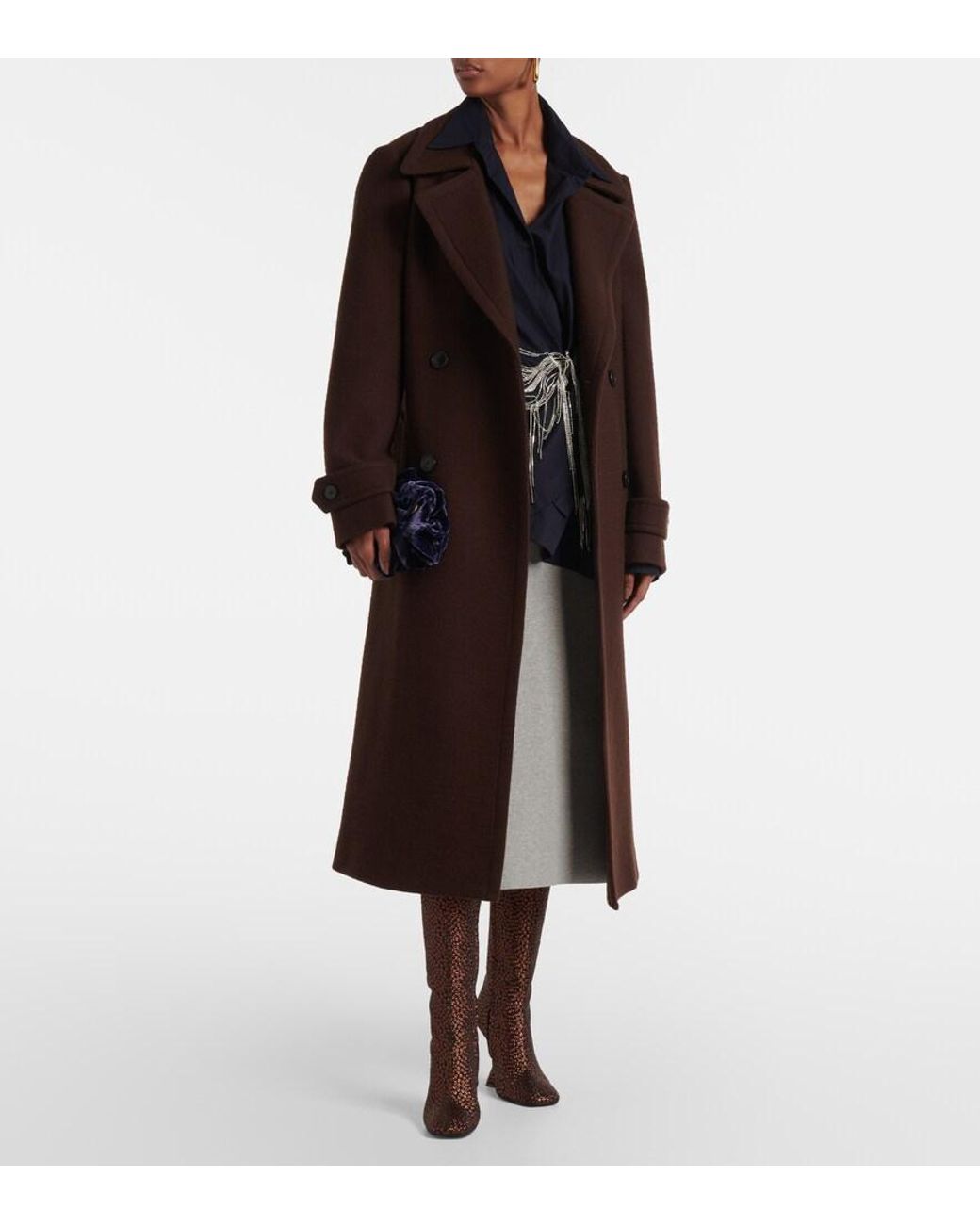 Dries Van Noten Brown 105 Glitter Wedge Knee-High Boots