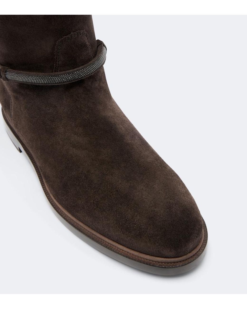 Brunello Cucinelli Brown Monili Suede Knee-High Boots
