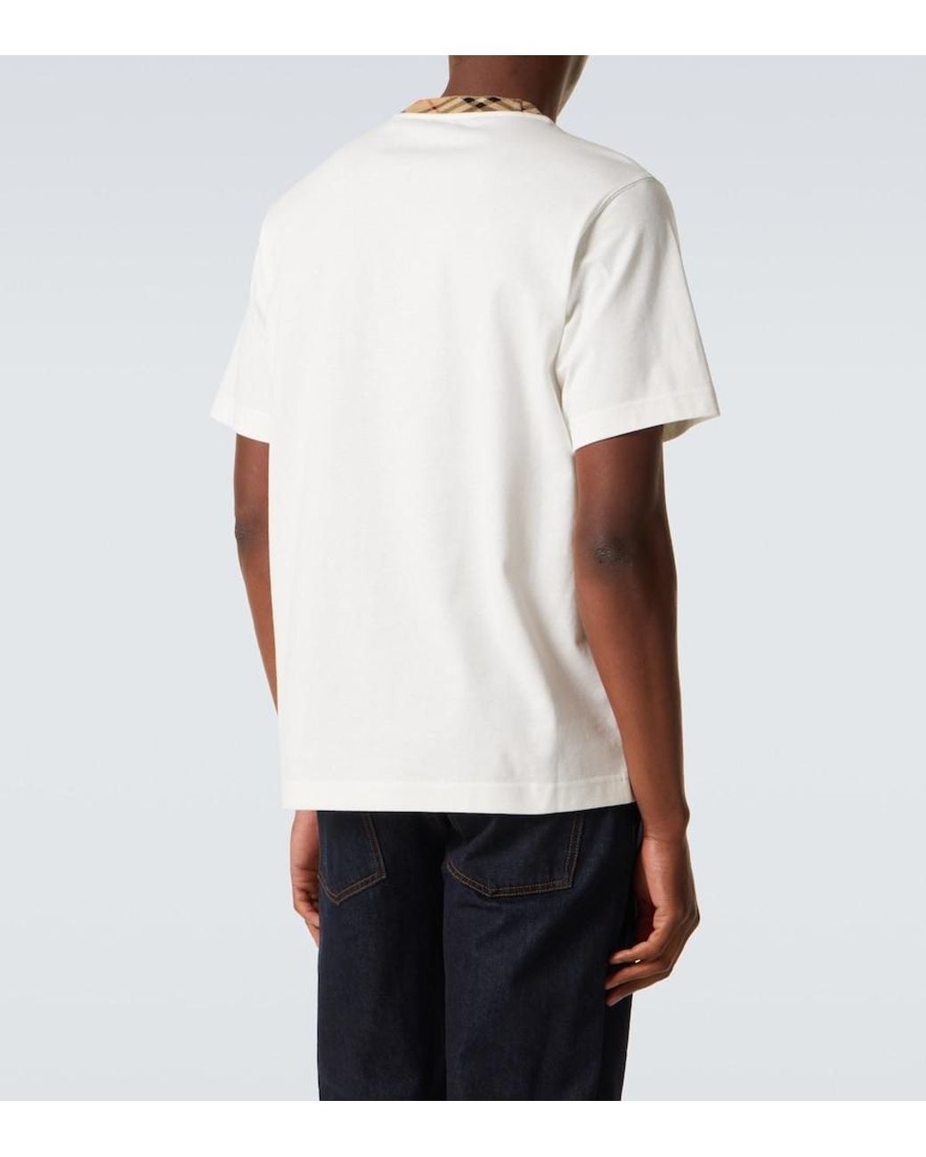Burberry White Check Cotton Jersey T-Shirt for men