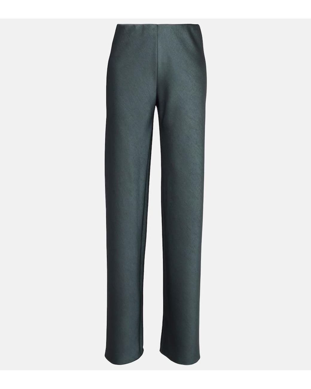 Vince Gray High-Rise Satin Straight Pants