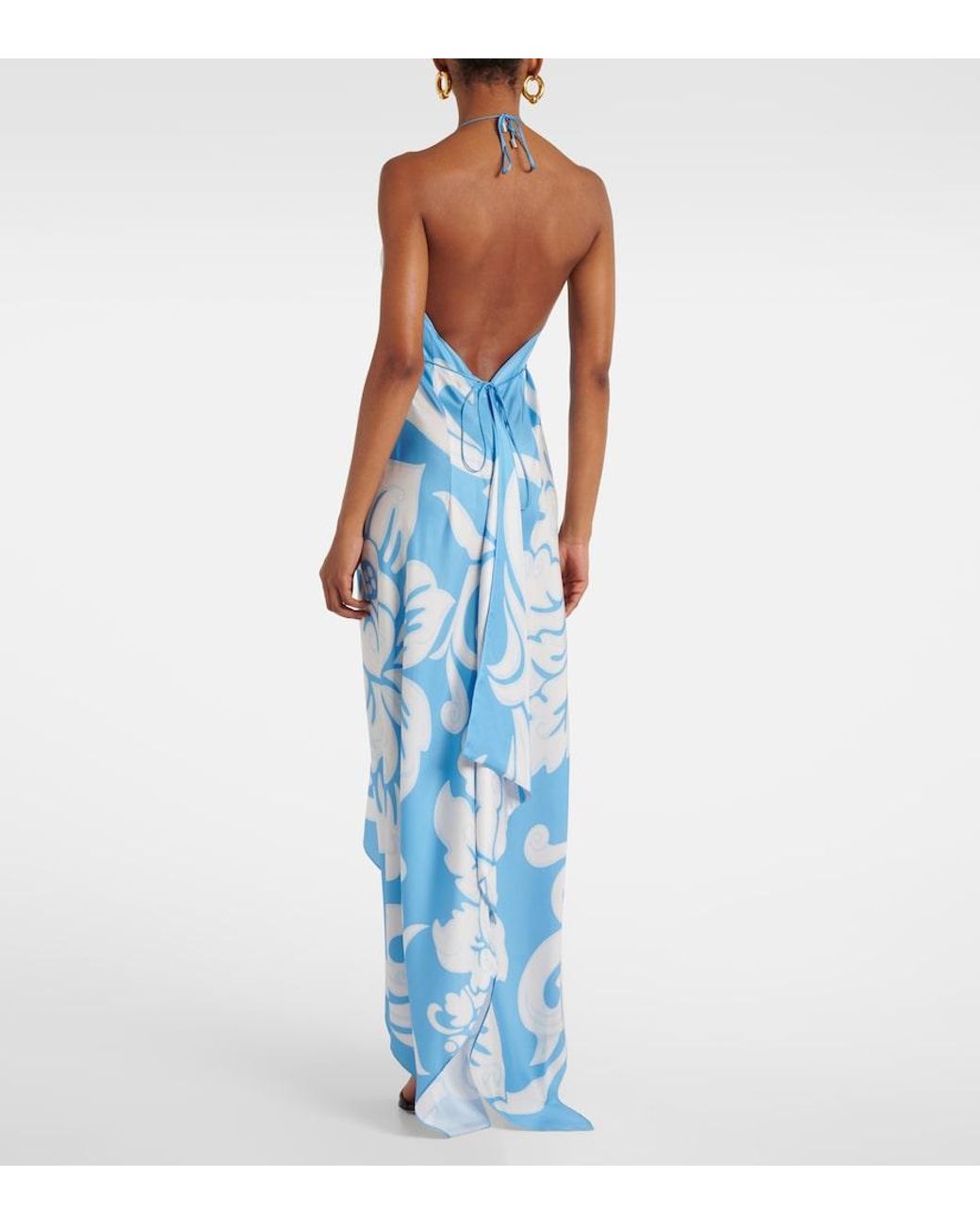 Etro Blue Printed Silk Midi Dress