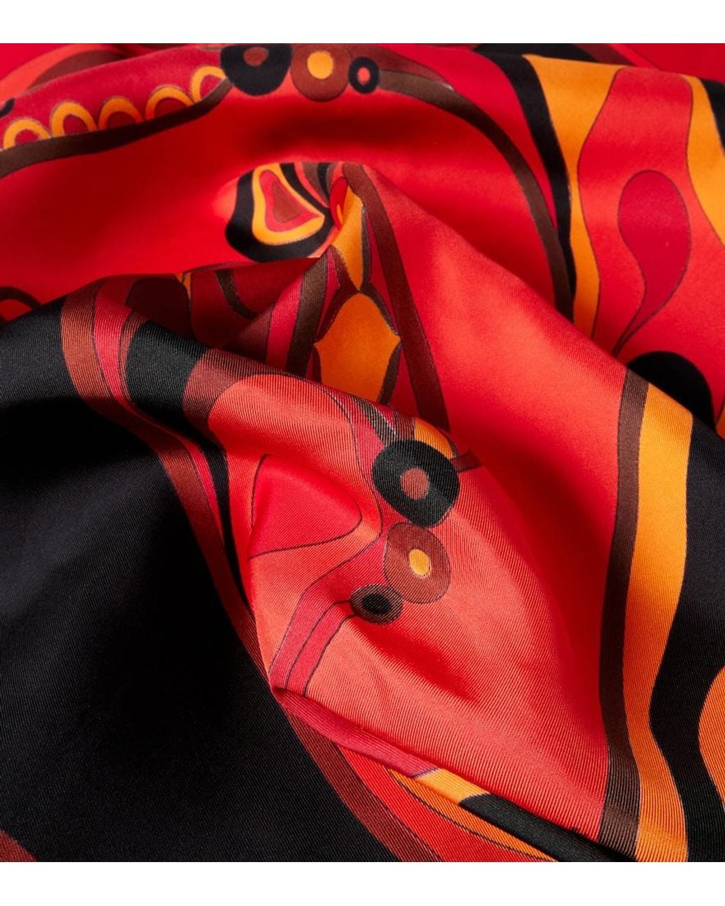 Emilio Pucci Red Manuba Silk Twill Foulard Scarf