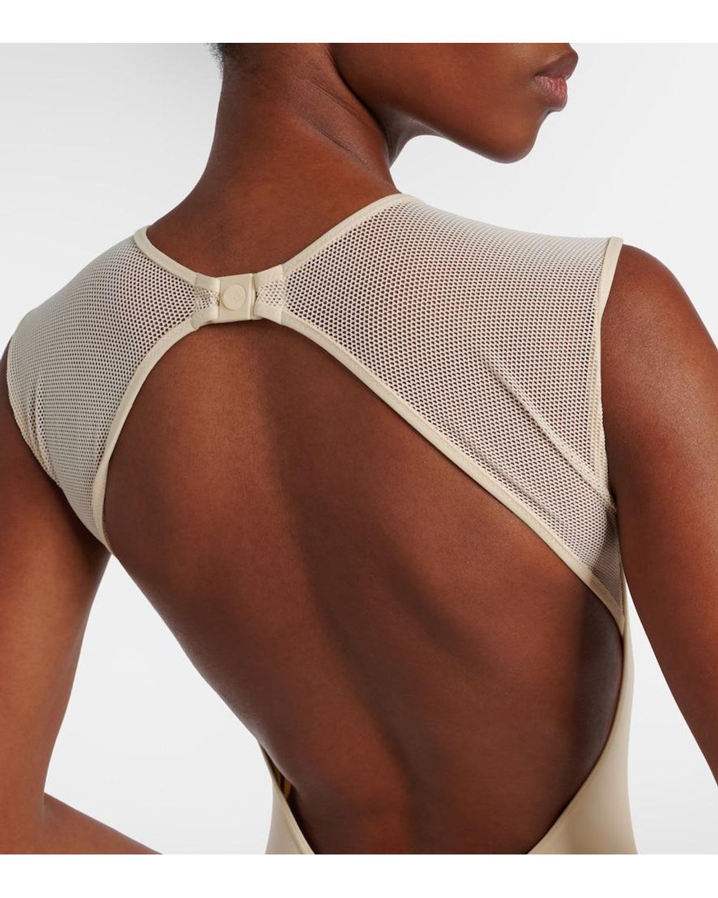 Eres White Unique Mesh-Trimmed Swimsuit