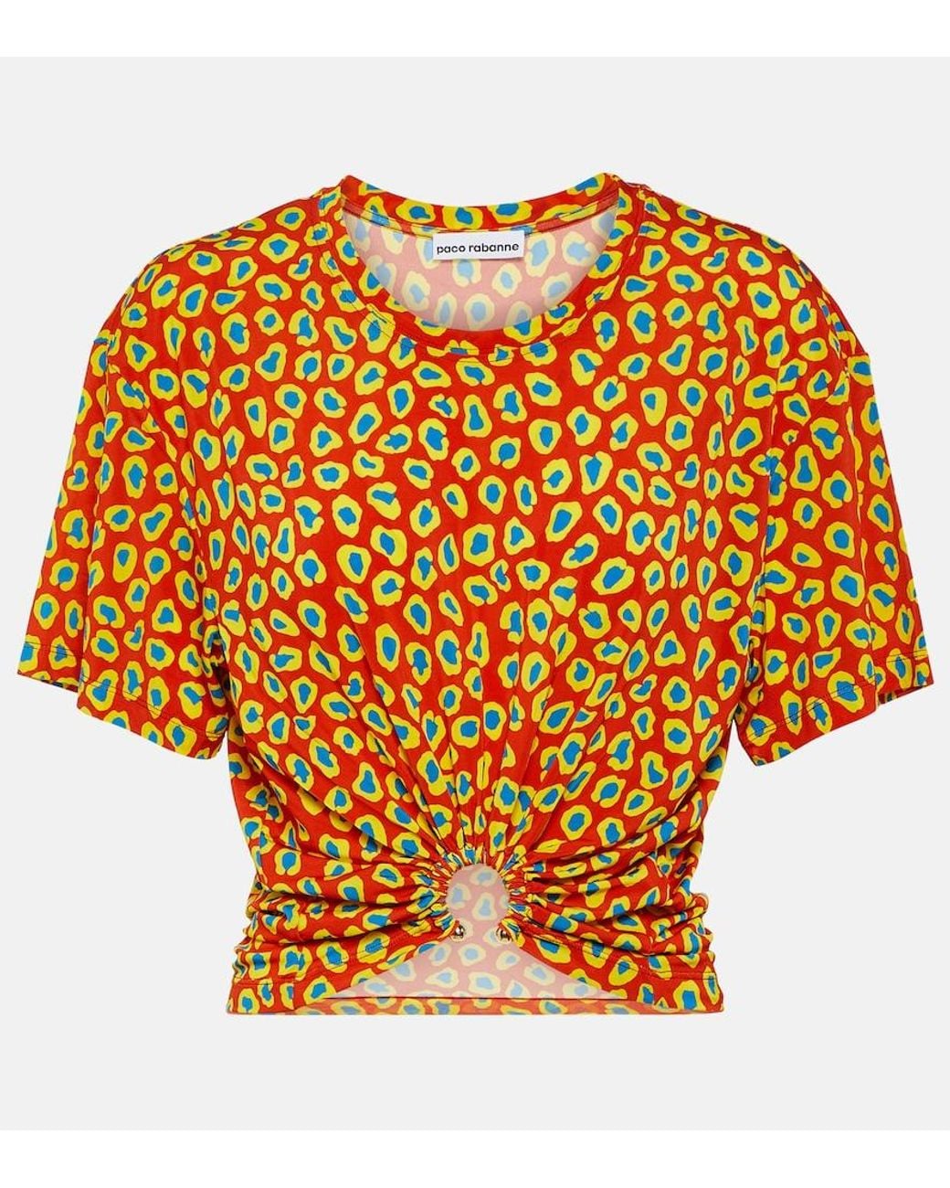 Rabanne Orange Second Skin Leopard-Print Top