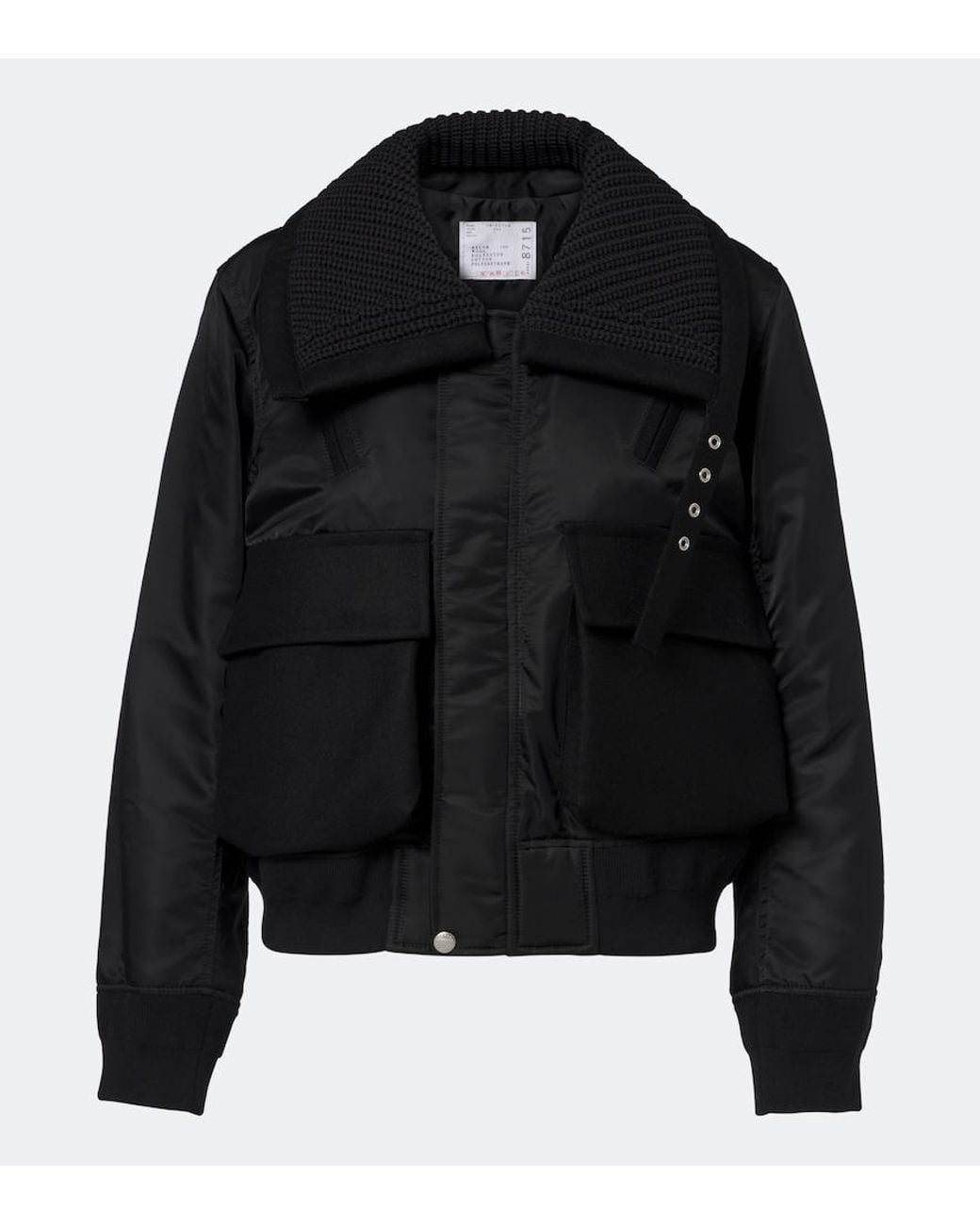 Sacai Black Wool-Trimmed Blouson Jacket