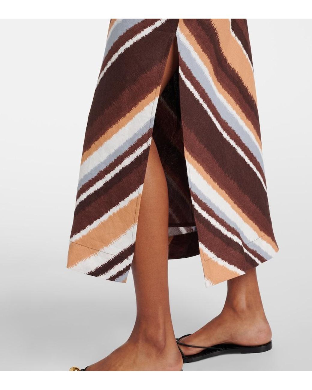 Faithfull The Brand Orange Marga Striped One-Shoulder Linen Maxi Dress