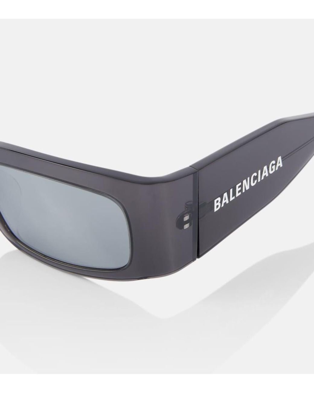 Balenciaga Gray Logo Rectangular Sunglasses