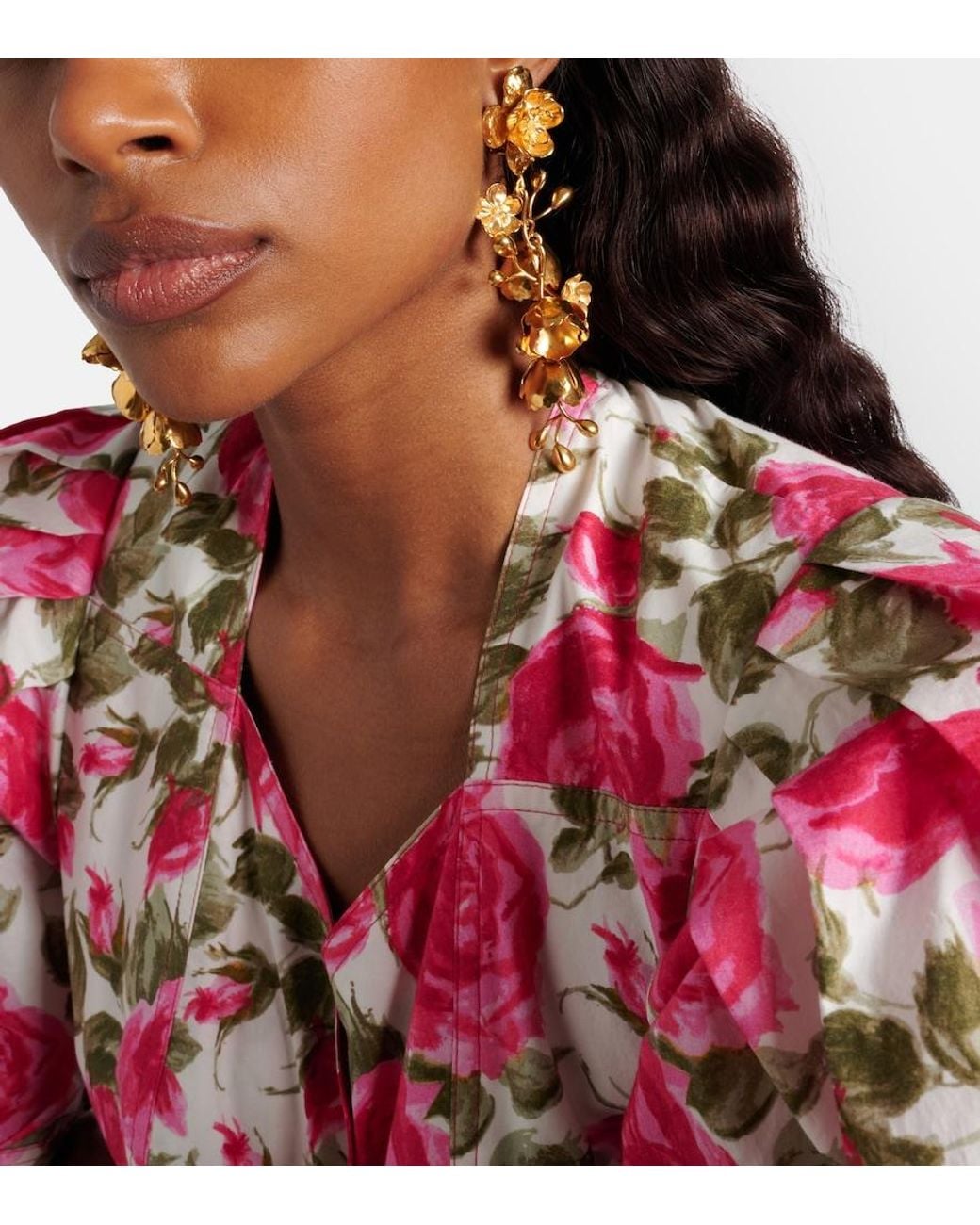 Chloé Metallic Bouquet Floral Drop Earrings