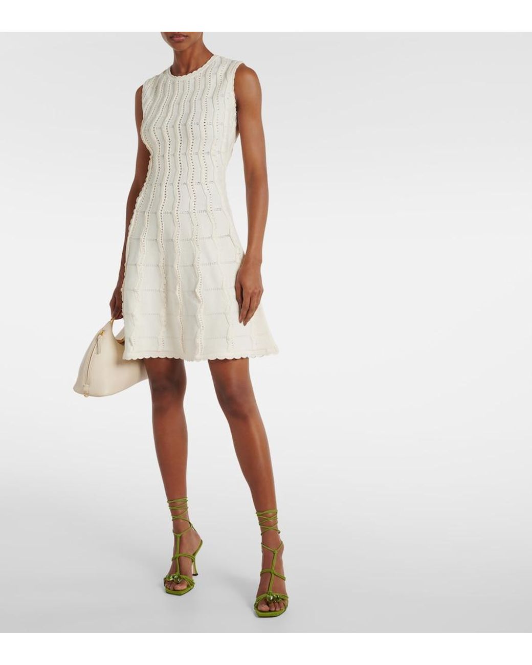Oscar de la Renta White Knitted Minidress