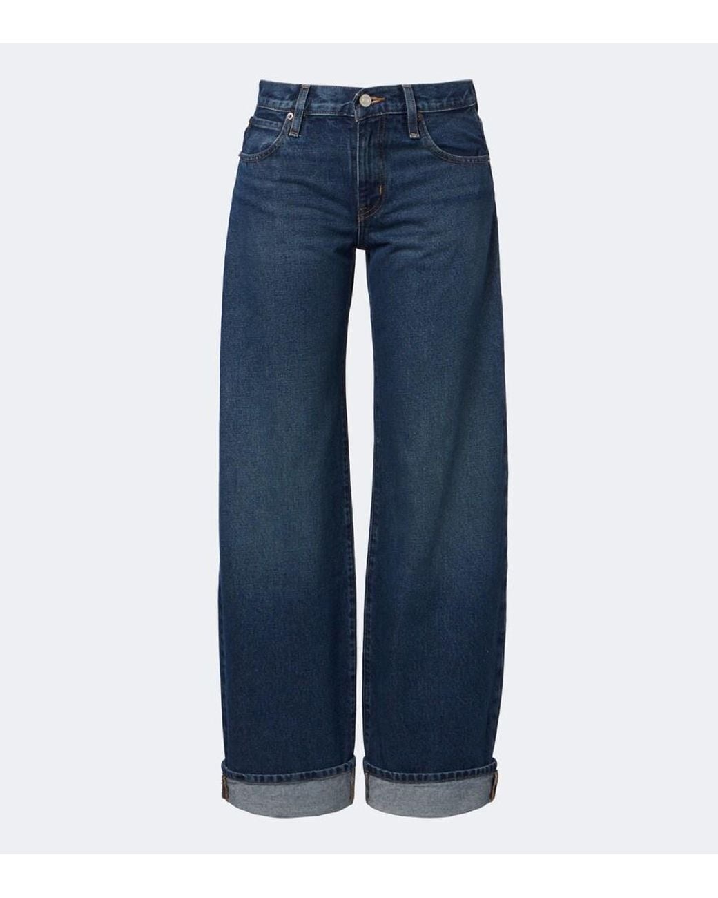 FRAME Blue Low Bow Wide-Leg Jeans