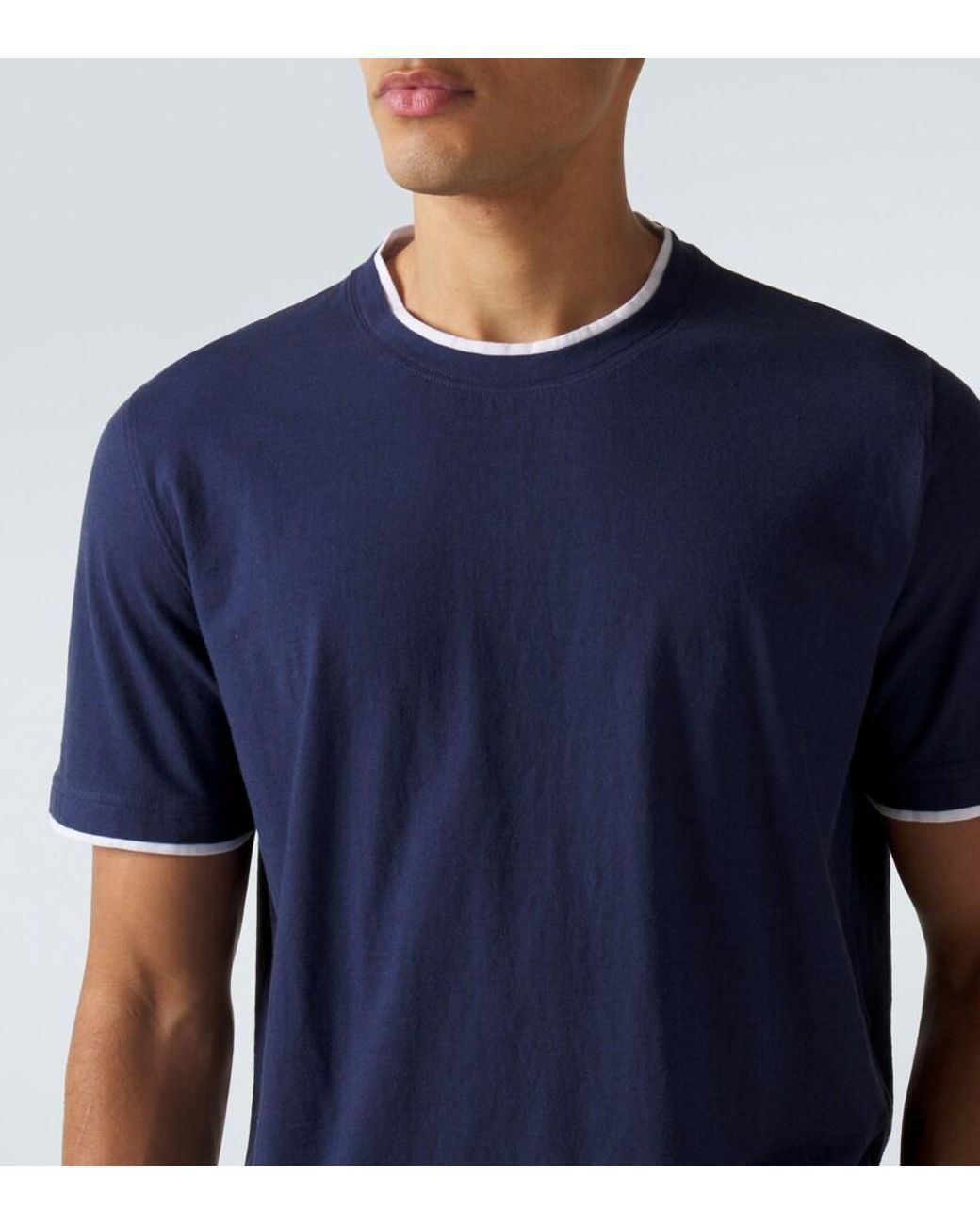 Fedeli Blue Cotton Jersey T-Shirt for men