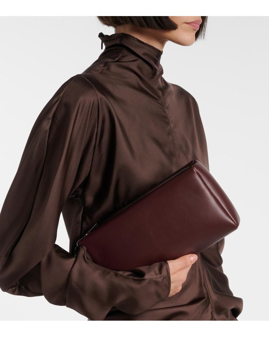 The Row Purple Squared Compact Leather Clutch