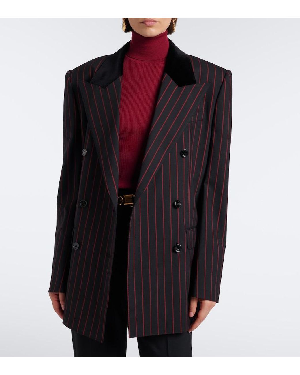 Dolce & Gabbana Blue Chalk Stripe Wool And Cotton-Blend Blazer