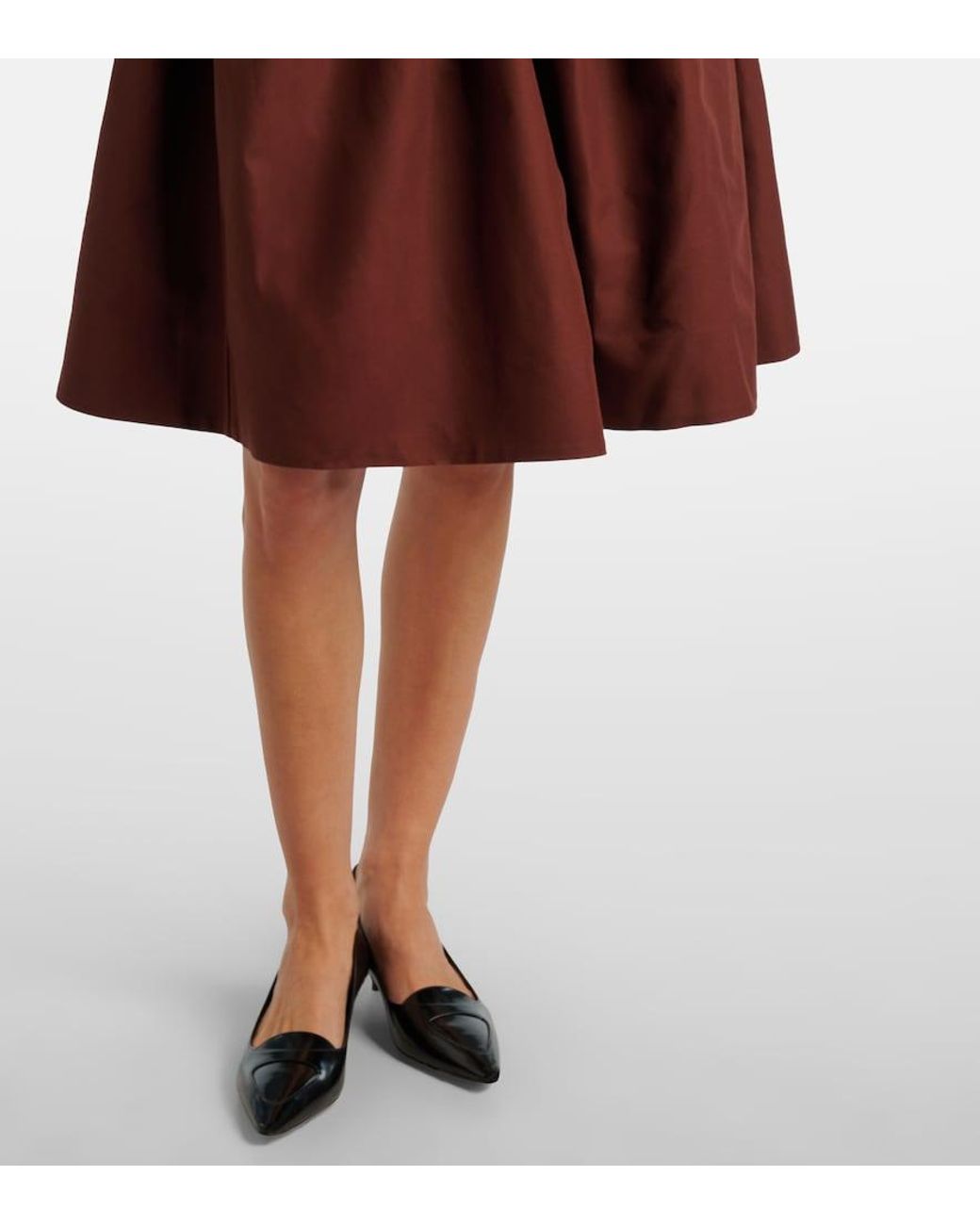 ShuShu/Tong Red Ruffled Cotton Midi Skirt