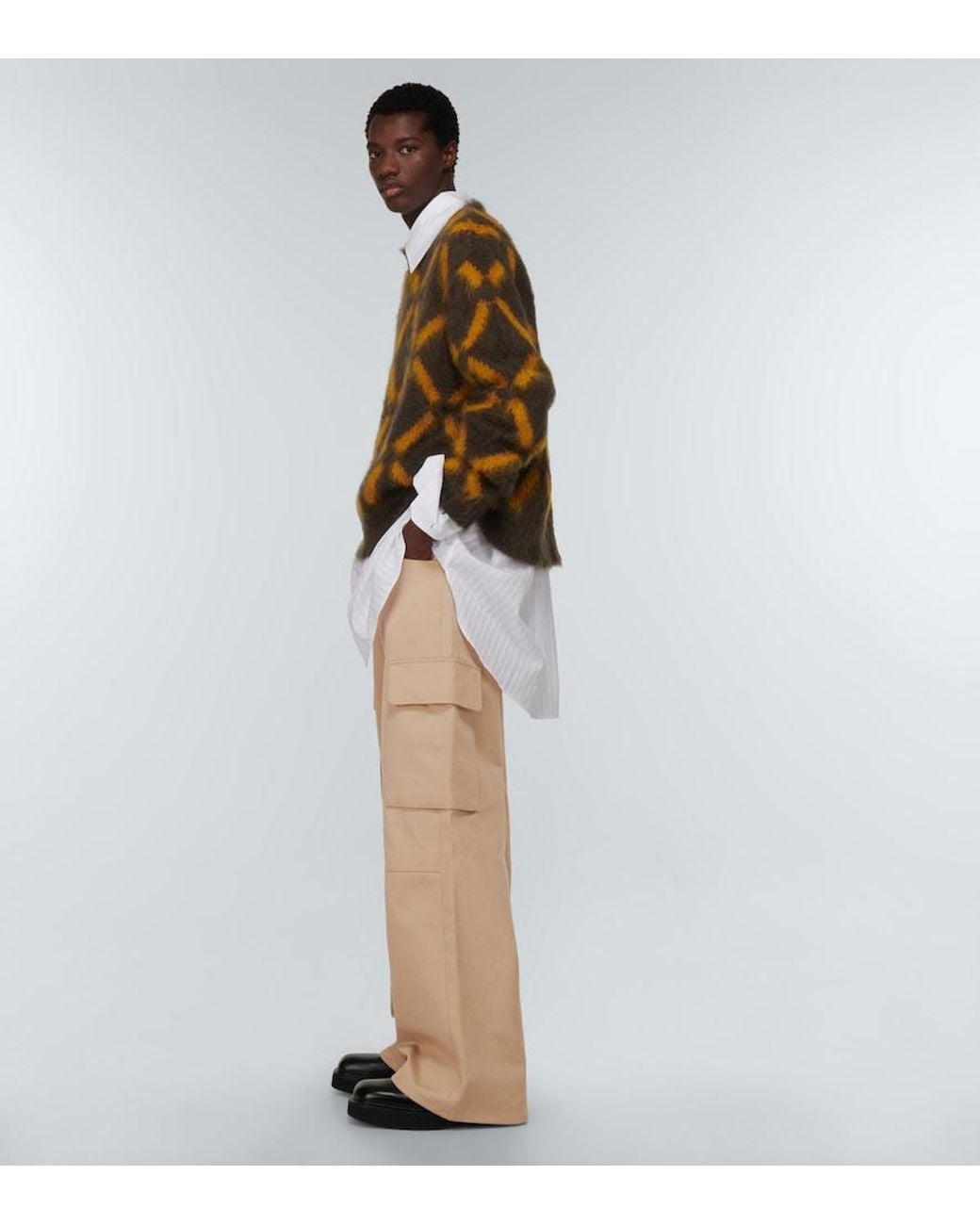 Marni Natural Wide-leg Cotton Gabardine Cargo Pants for men