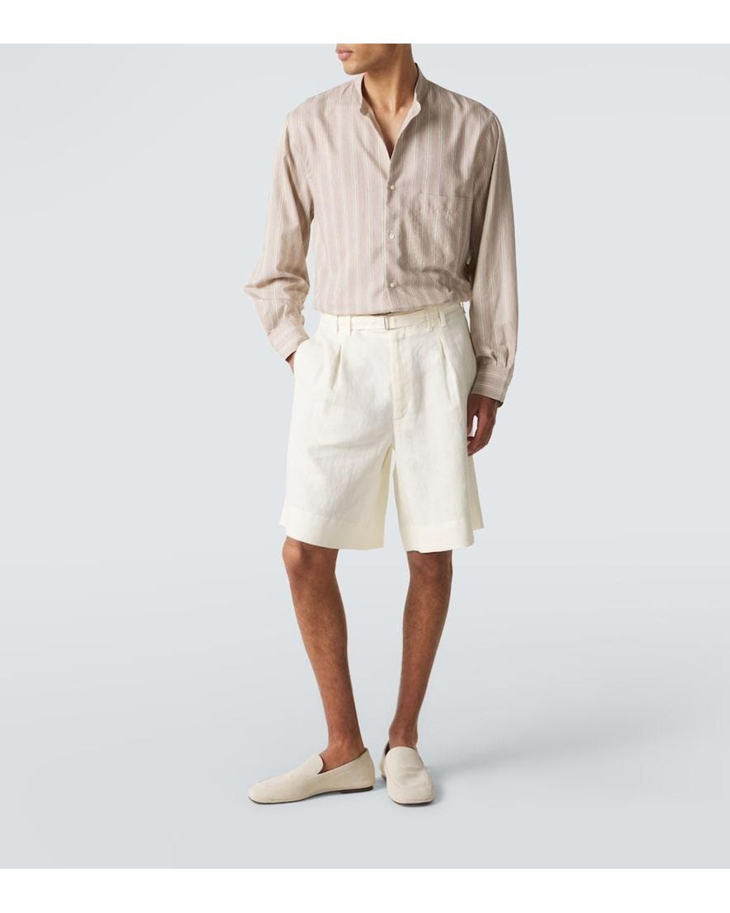 Bermudas De Lino Con Cinturon STÒFFA de hombre de color White