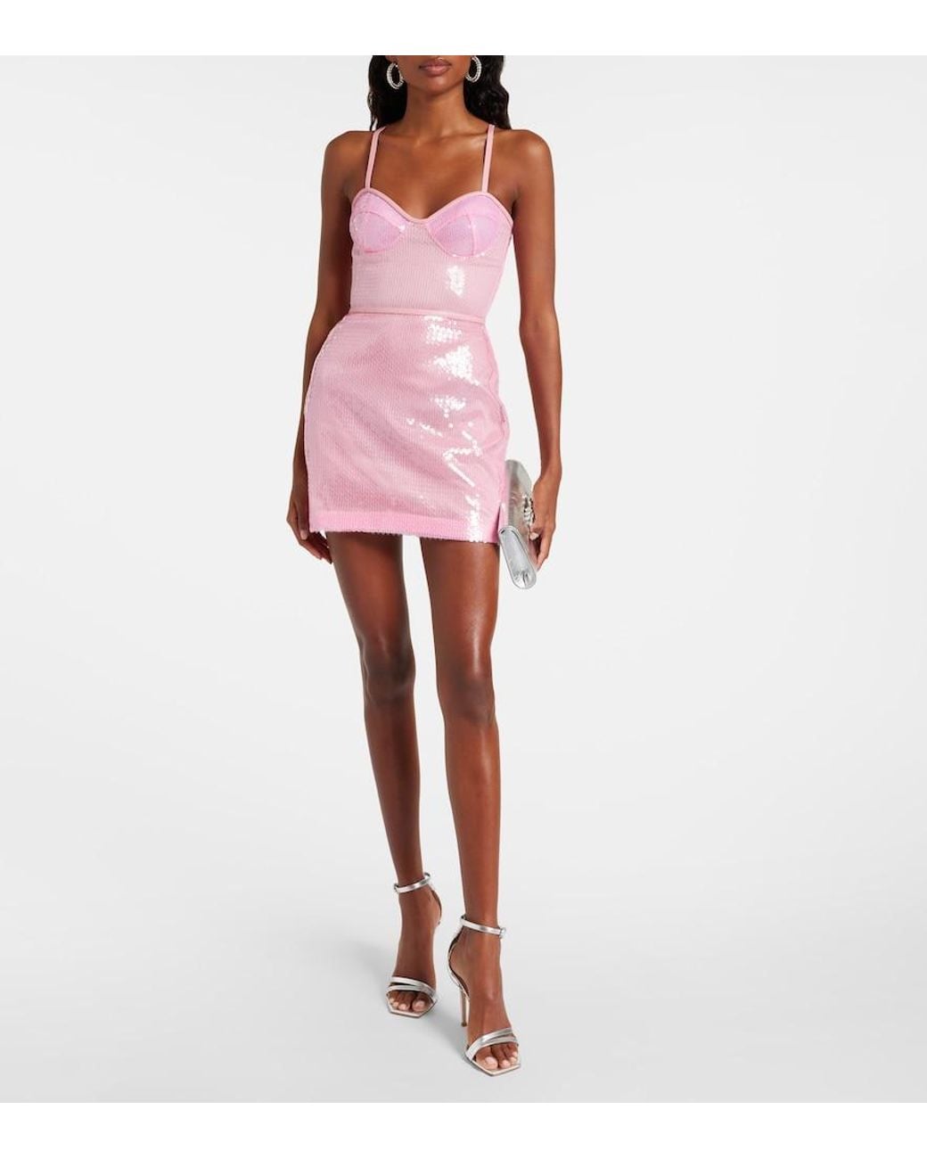 David Koma Pink Sequined Minidress