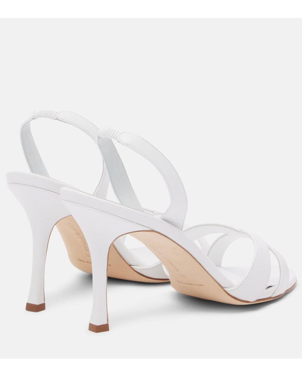 Manolo Blahnik White Callasi Leather Slingback Sandals