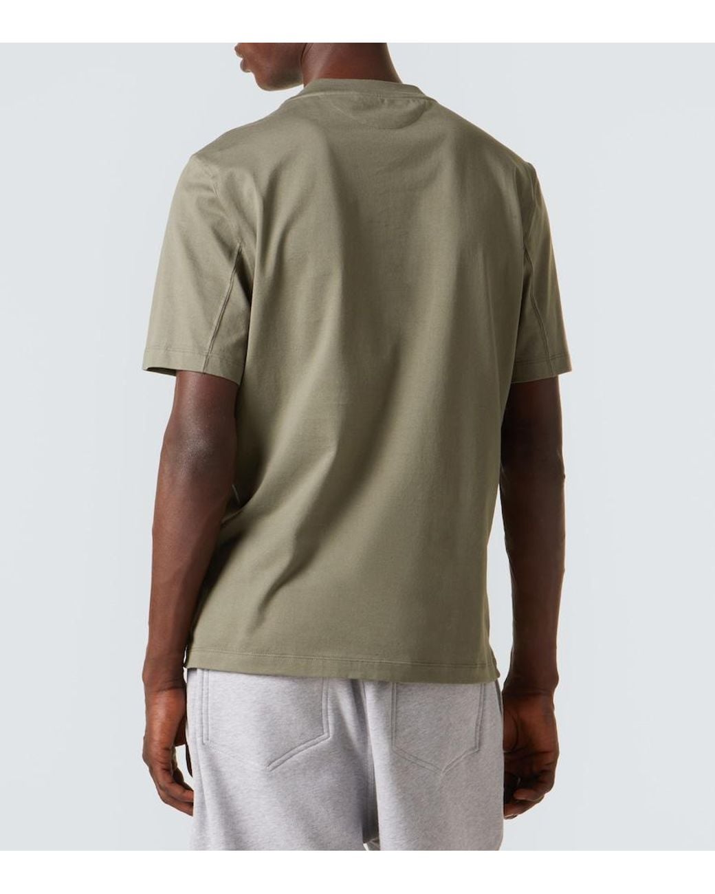 Brunello Cucinelli Green Printed Cotton Jersey T-Shirt for men