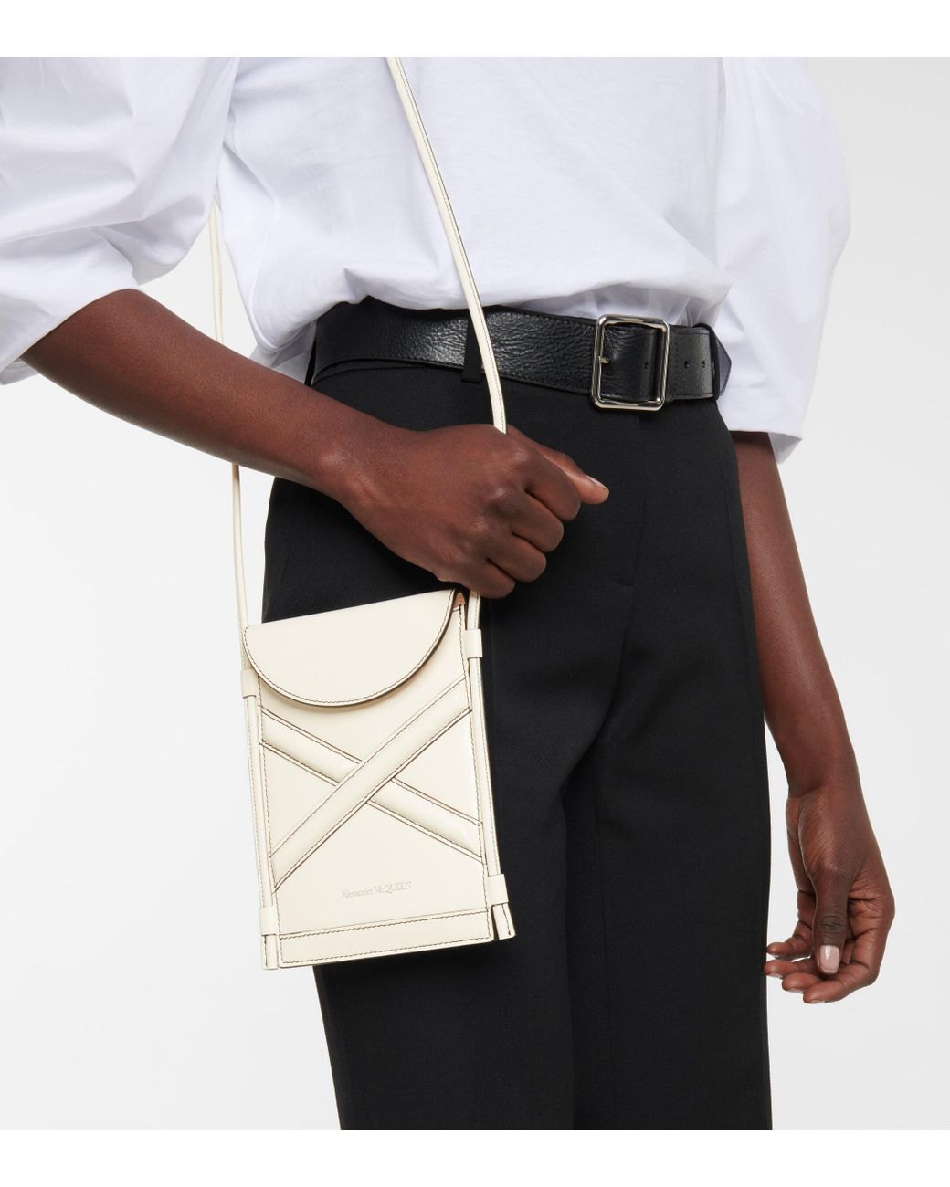 Alexander McQueen The Curve Micro Leather Crossbody Bag in White Lyst