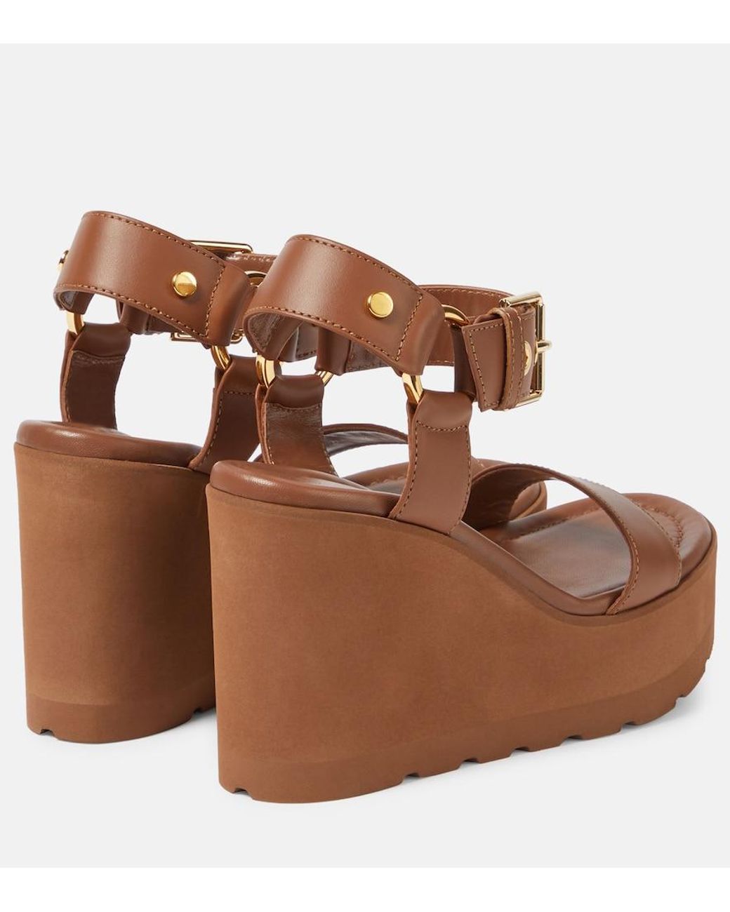 Gianvito Rossi Brown Leather Platform Wedge Sandals