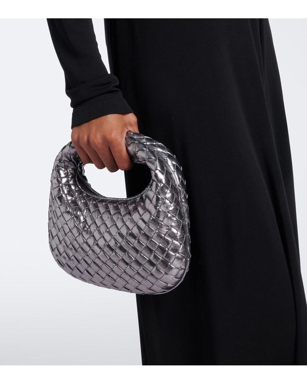 Bottega Veneta Metallic Baby Veneta Leather Top-Handle Bag