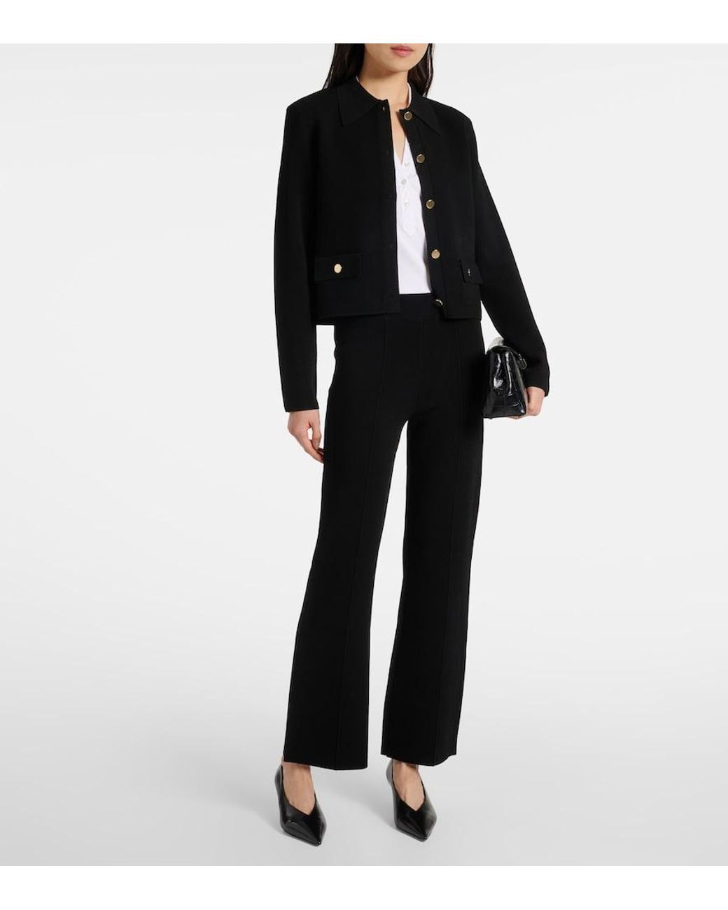 Veronica Beard Black High-Rise Flared Pants