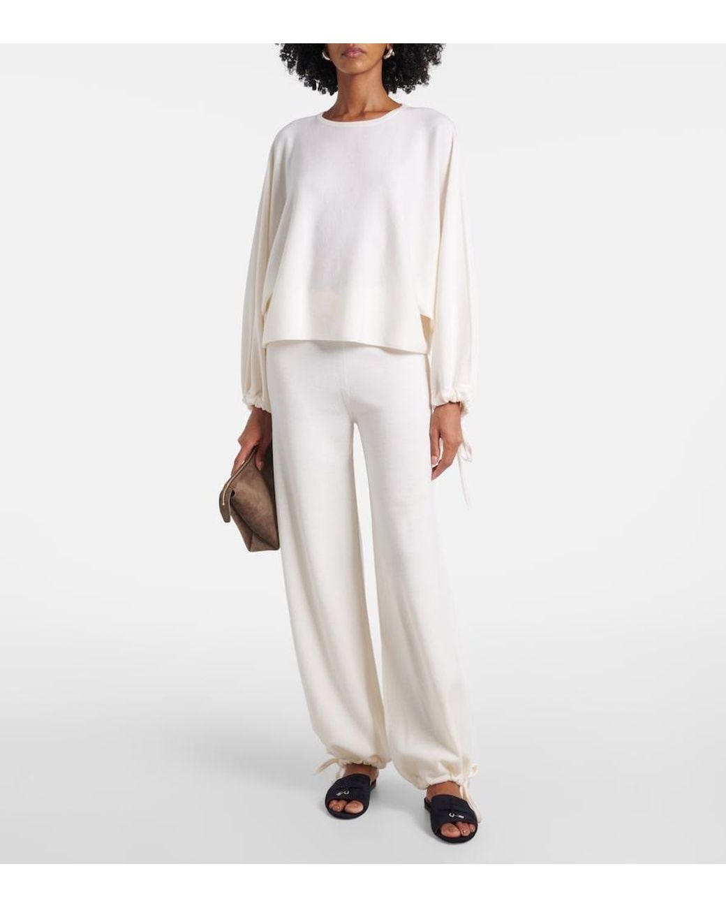 Max Mara White Virgin Wool Wide-Leg Pants