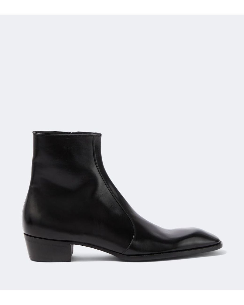 Saint Laurent Black Aurelien Leather Ankle Boots for men
